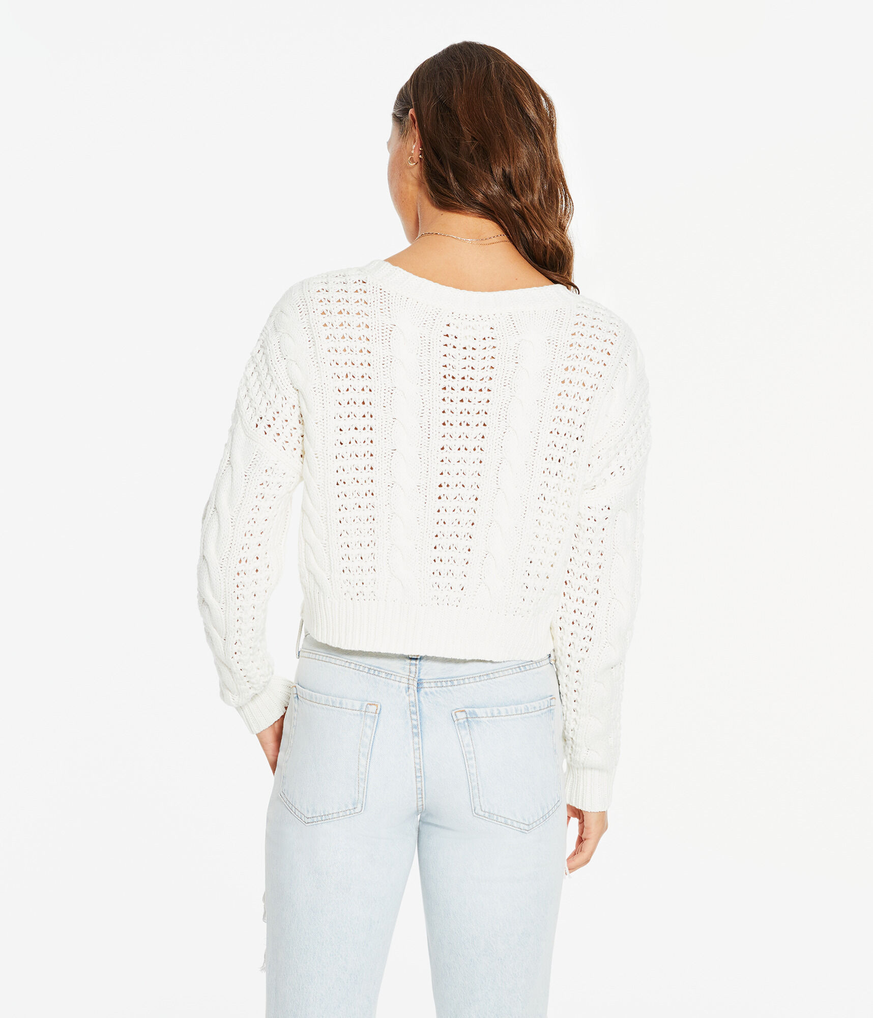 Cable-Knit V-Neck Cardigan