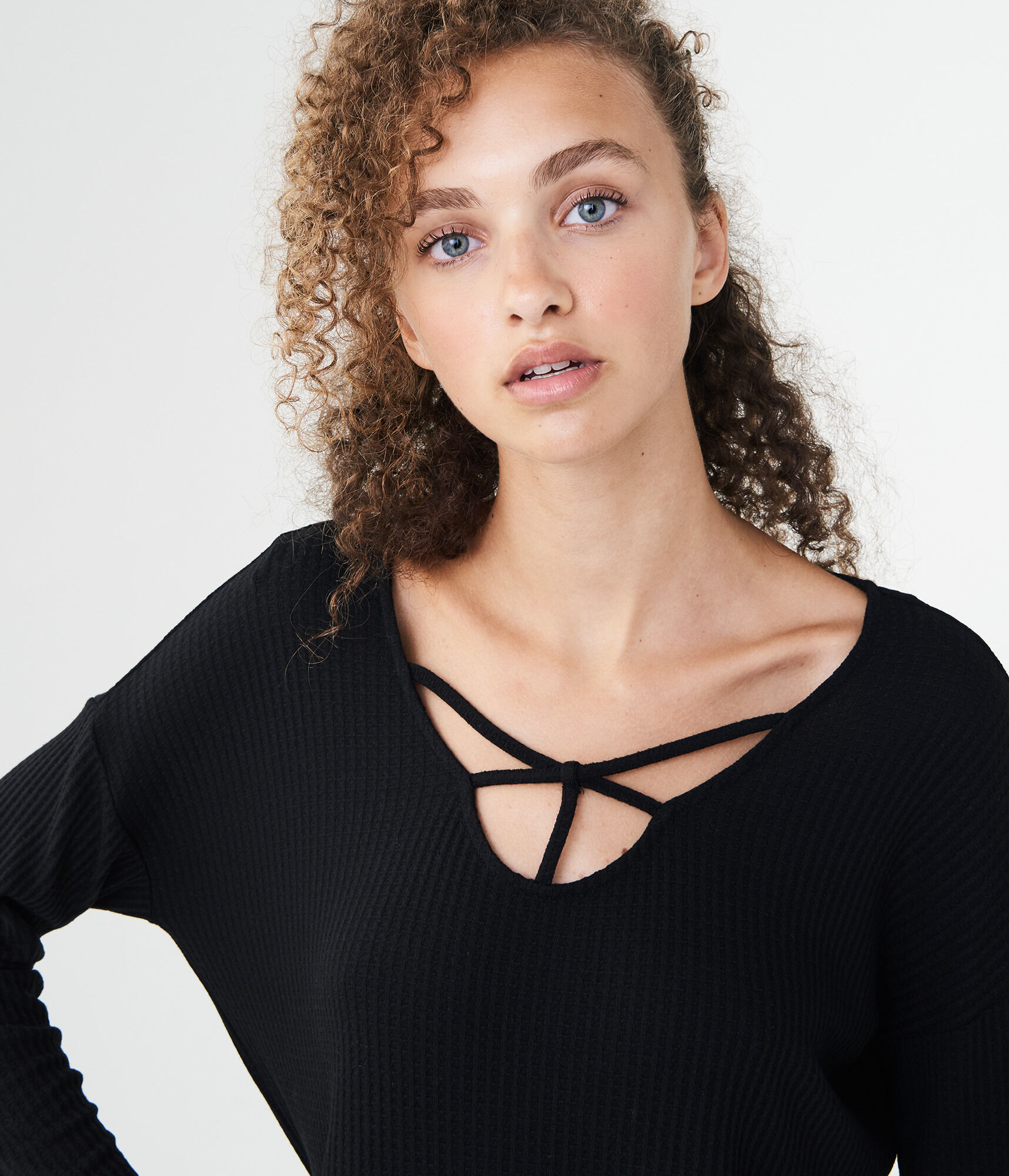 Long Sleeve Crisscross-Front Top