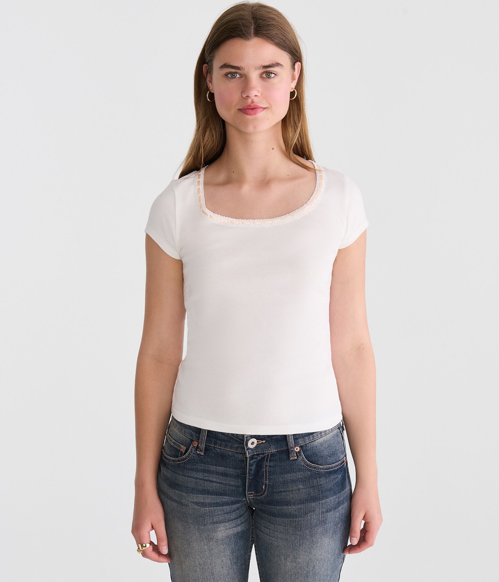 Seriously Soft Ribbon Lace Scoop Tee