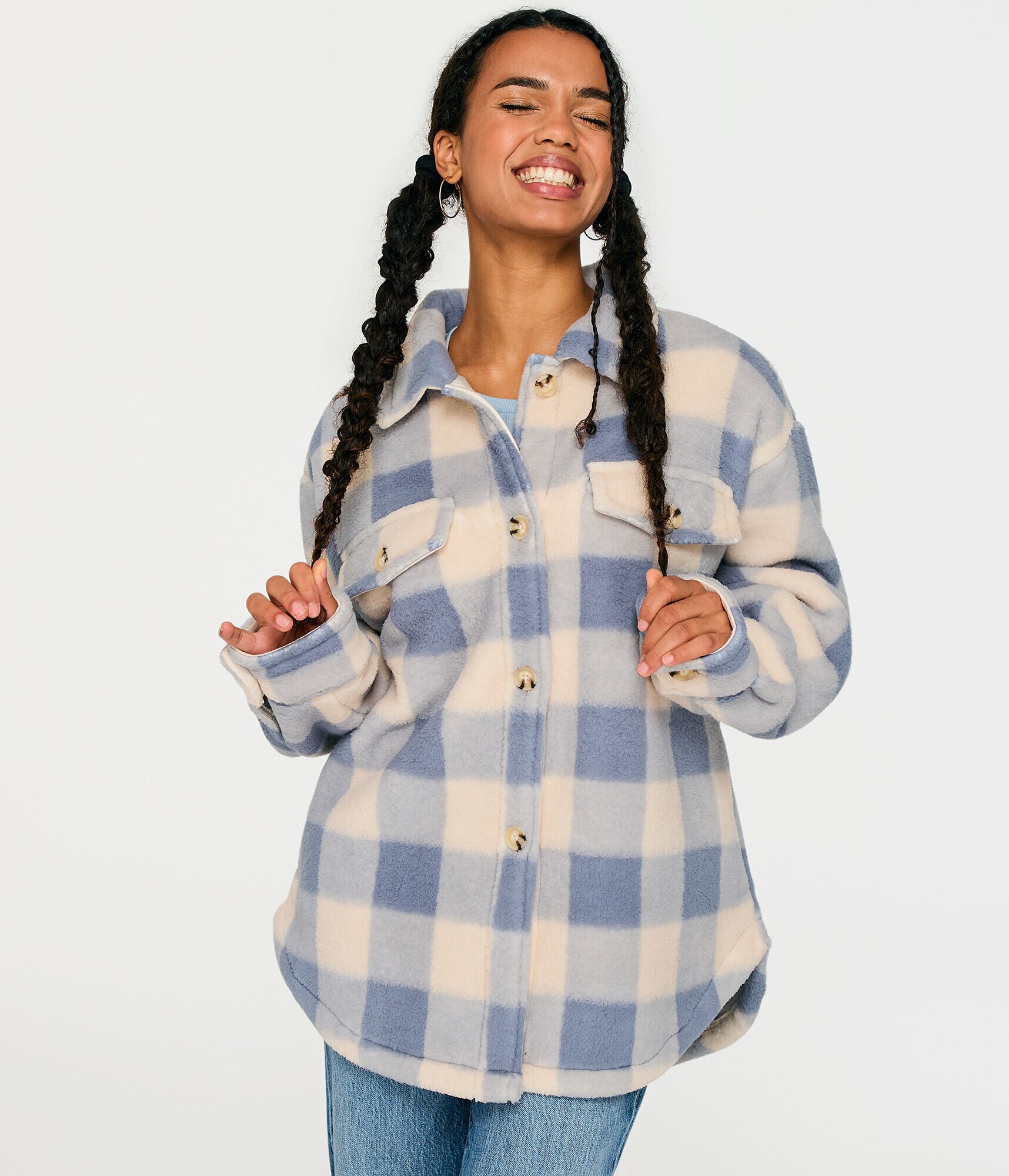 Plaid Oversized Sherpa Shacket