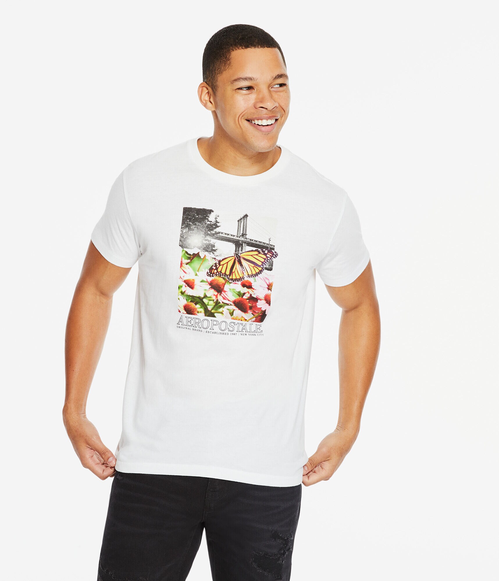 Aeropostale Butterfly Photo Graphic Tee