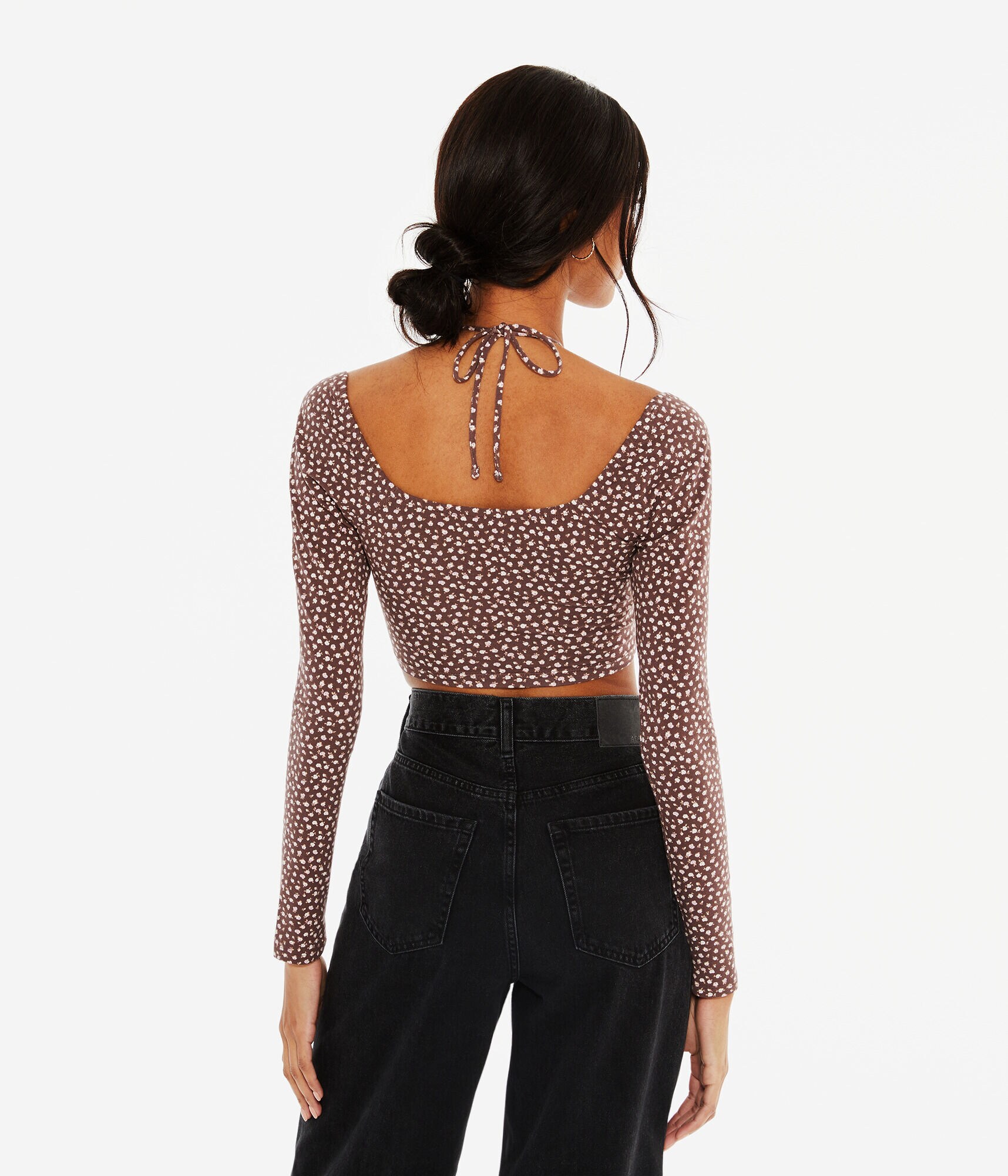 Long Sleeve Seriously Soft Floral Convertible Tie Crop Top