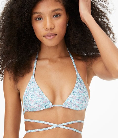 Floral Strappy Triangle Bikini Top