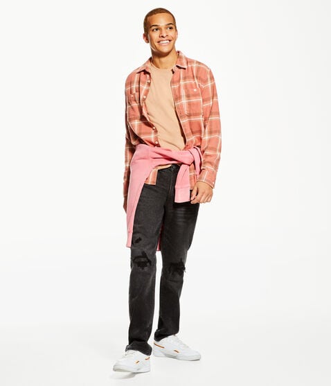 Long Sleeve Relaxed Washed Plaid Flannel Shirt Long Sleeve Relaxed Washed Plaid Flannel Shirt