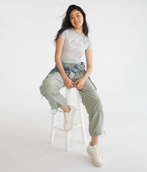 Aeropostale Arch Floral Appliqué Graphic Tee