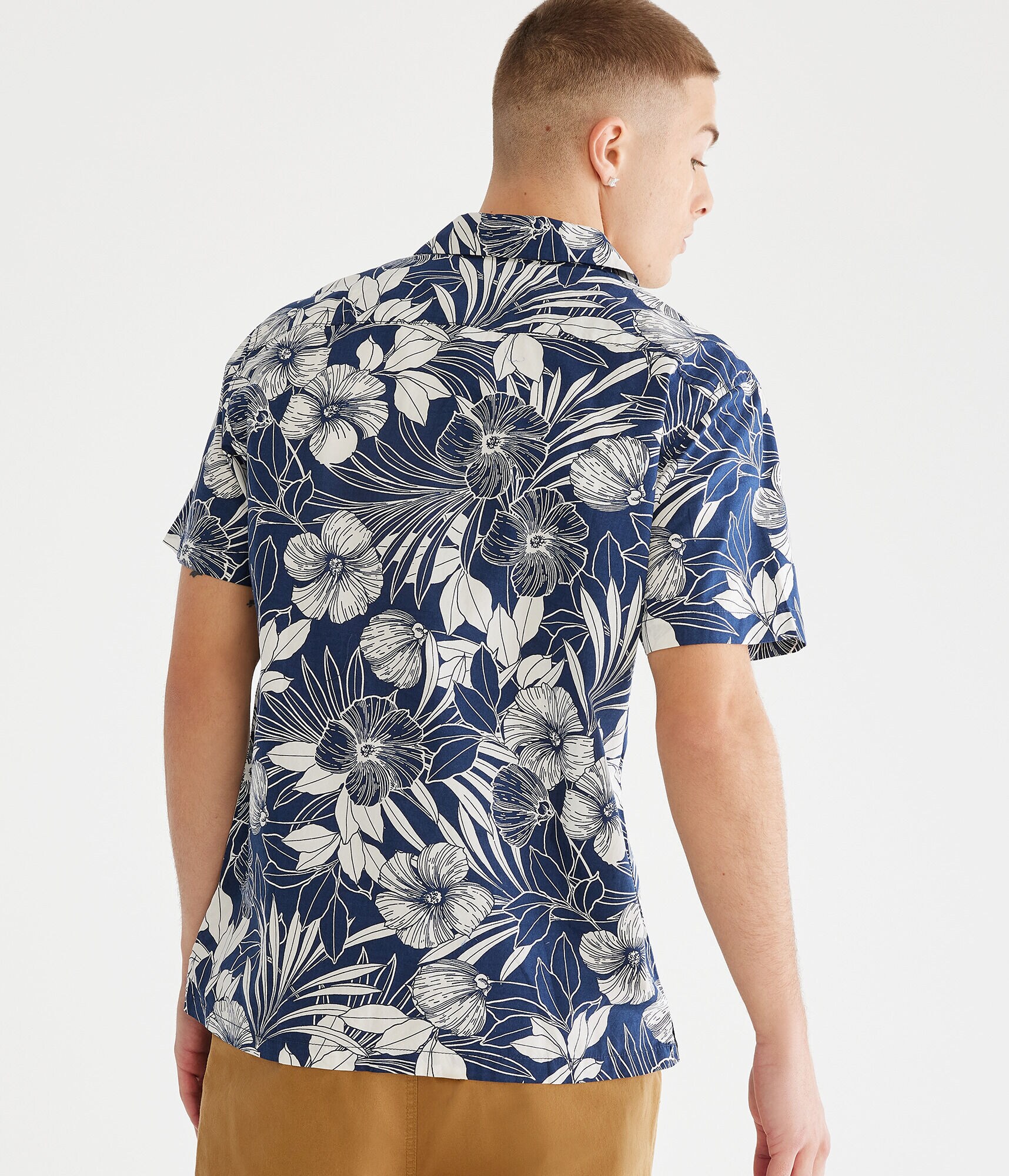Tropical Floral Button-Down Camp Shirt