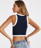 New York City Cropped High-Neck Ringer Tank