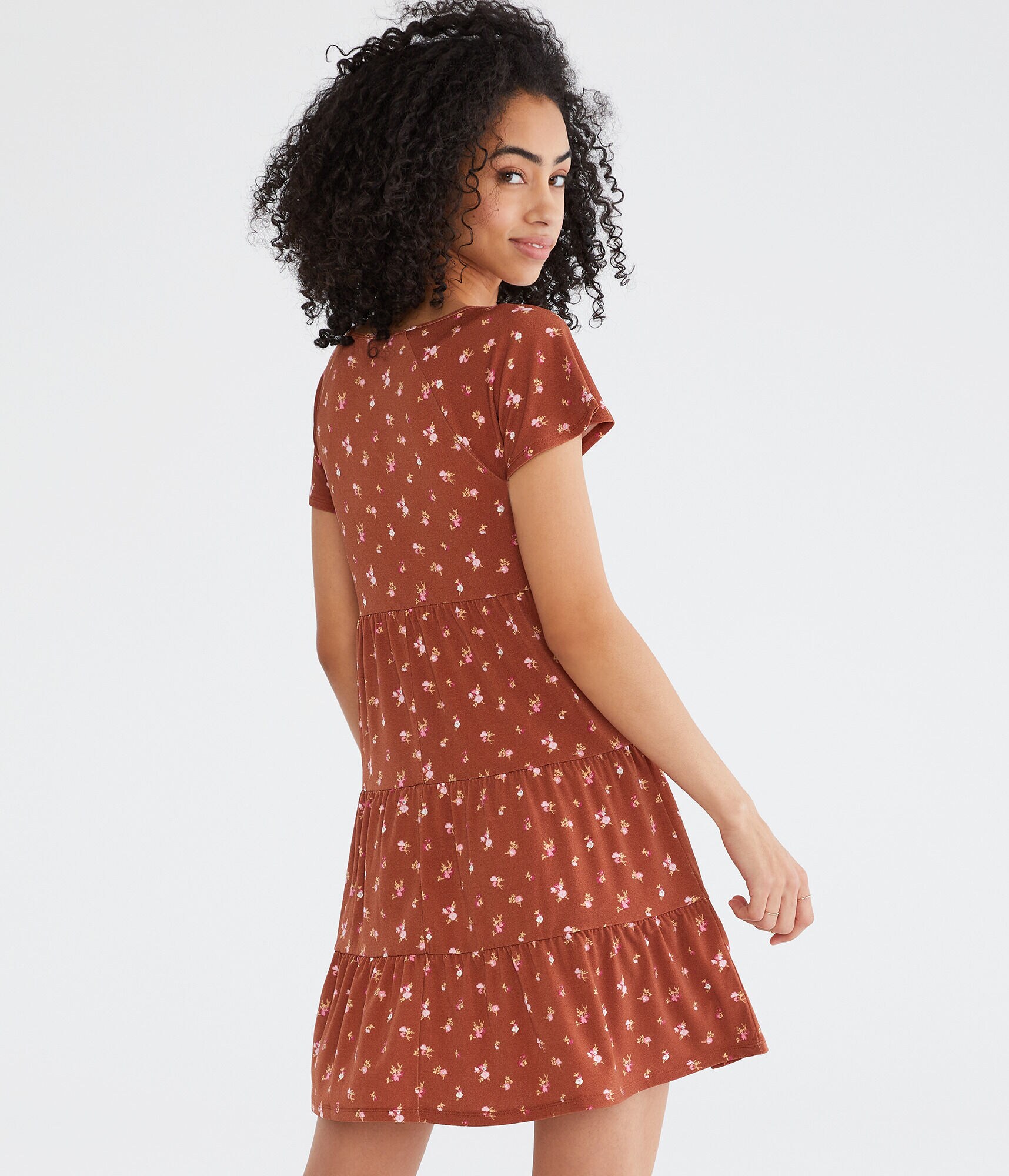 Floral V-Neck Babydoll Dress