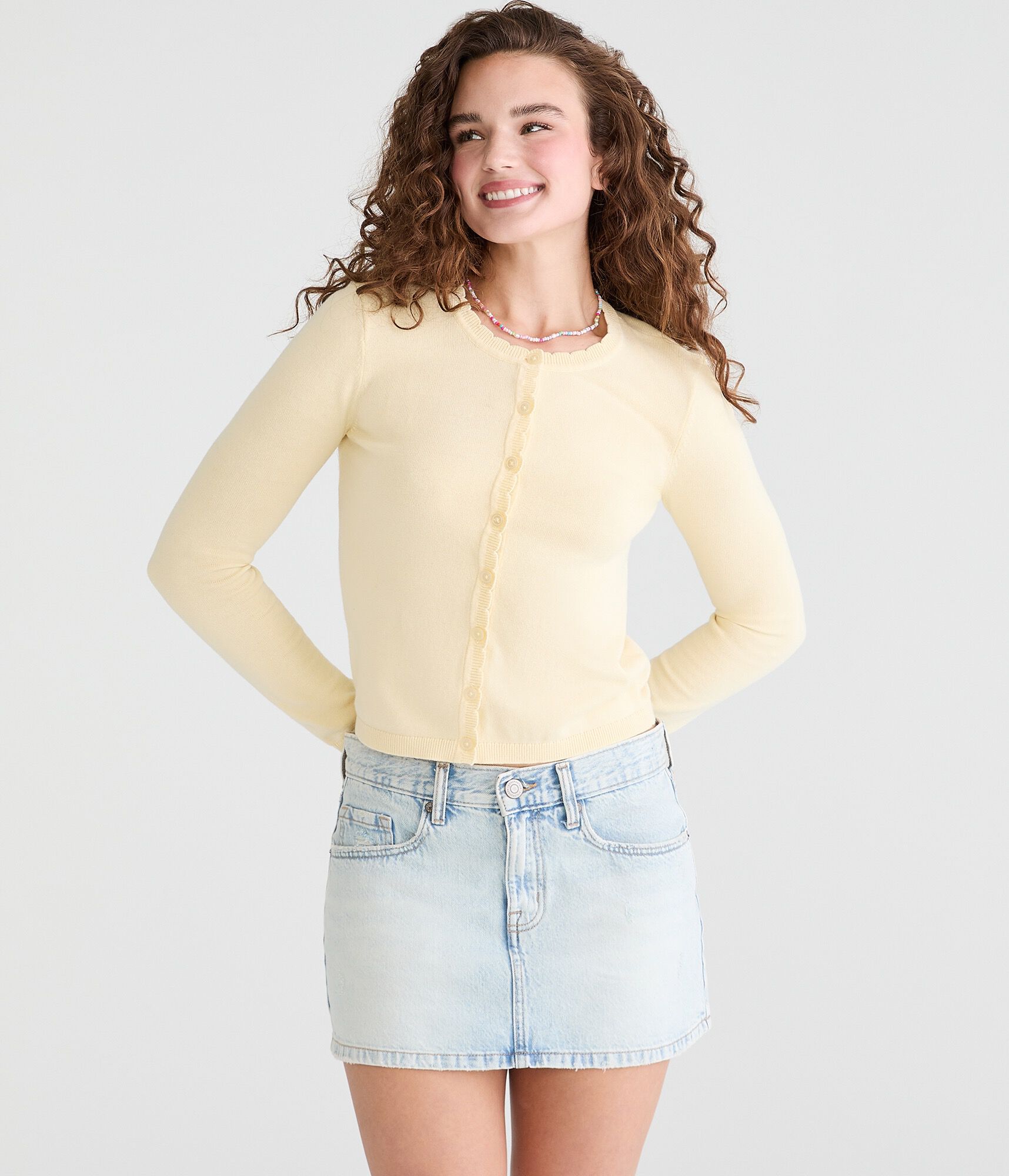 Scalloped Crew Cardigan