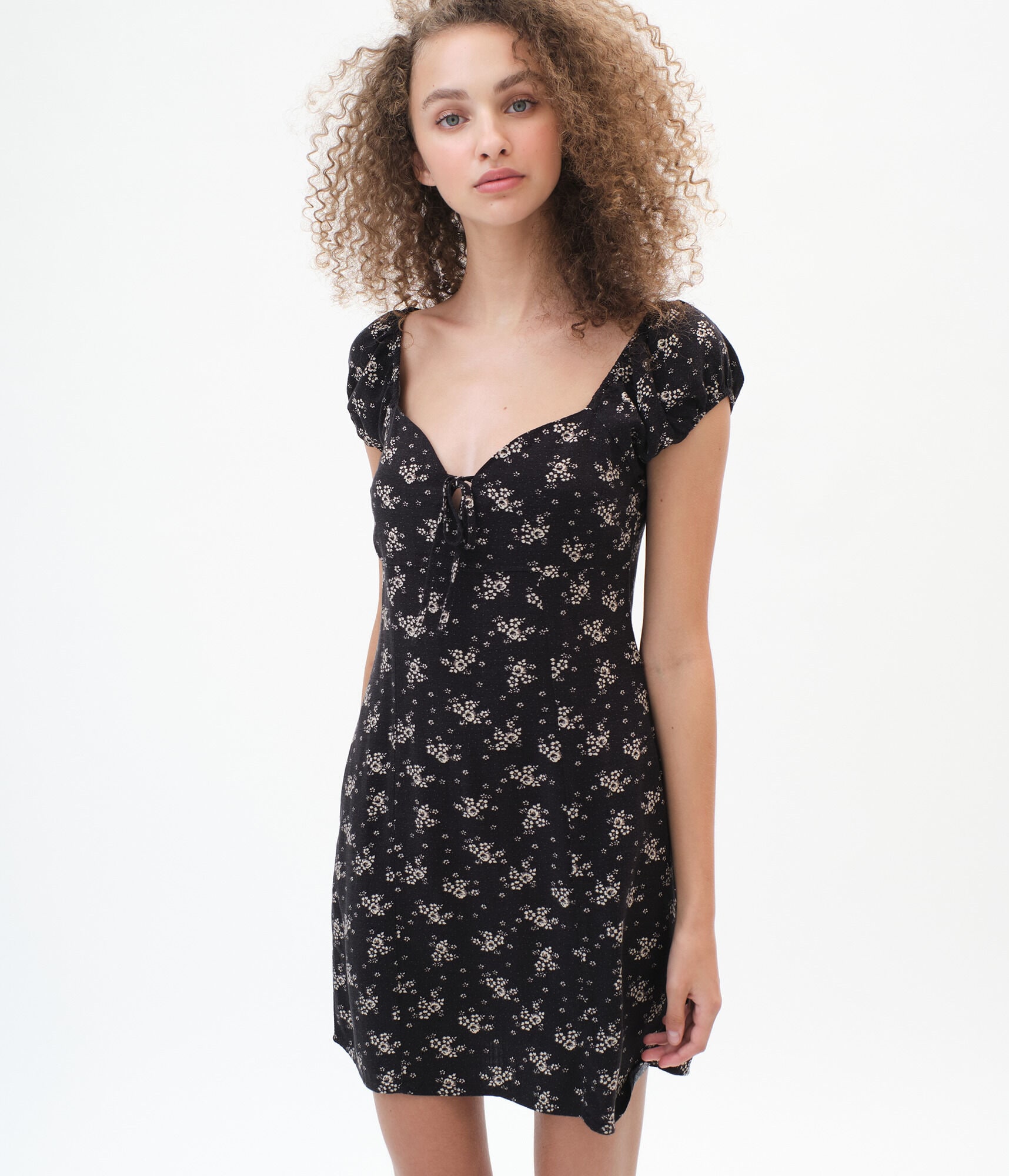 Floral Tie-Neck Empire Dress Floral Tie-Neck Empire Dress
