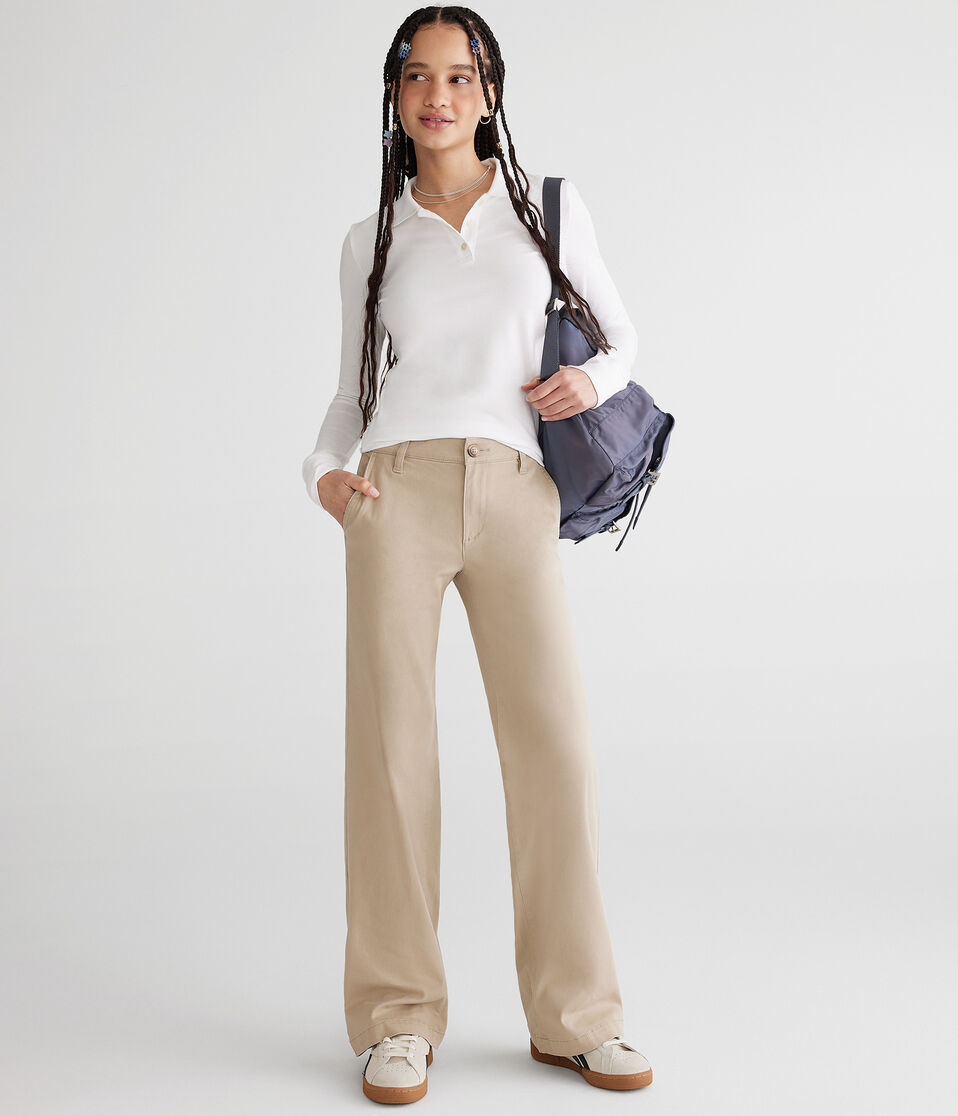 Low-Rise Baggy Wide Leg Uniform Pants