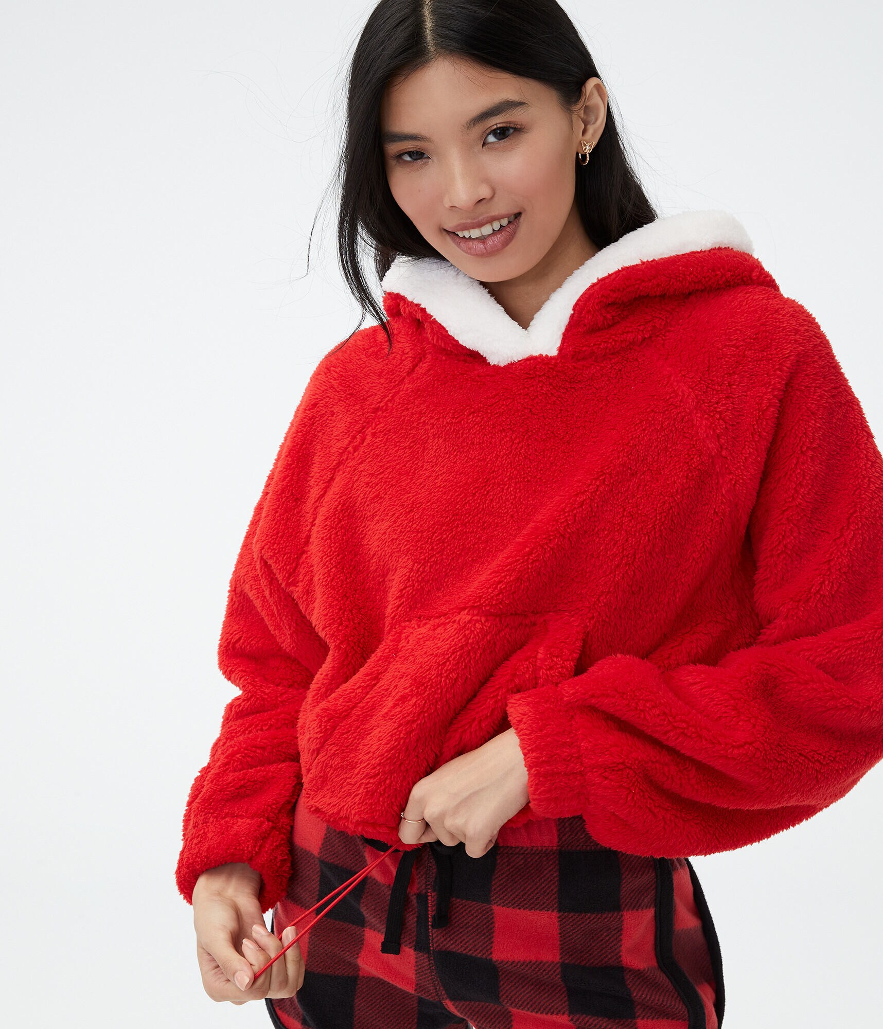 Santa Sherpa Fleece Pullover Hoodie