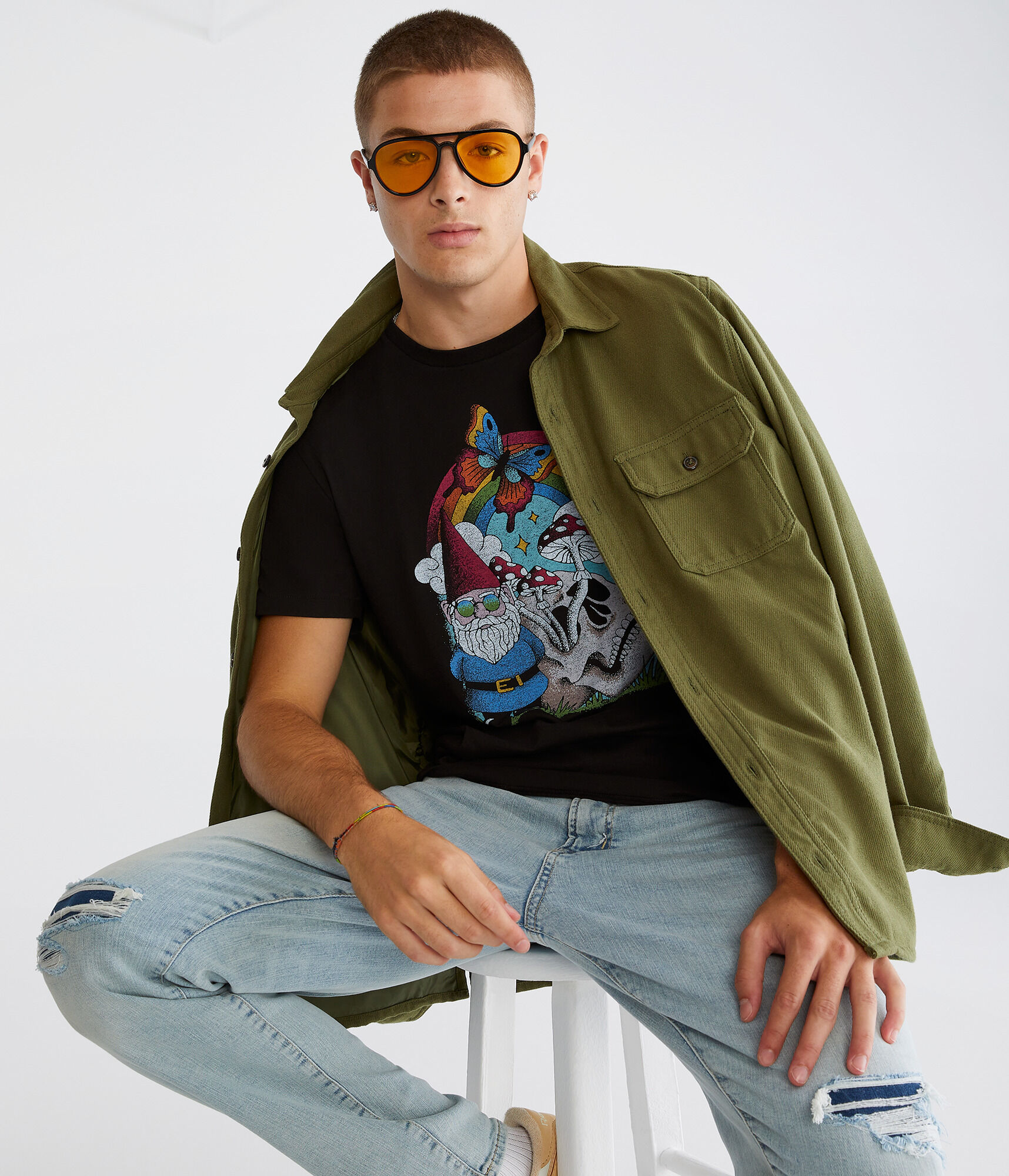 Gnome Mushroom Skull Graphic Tee