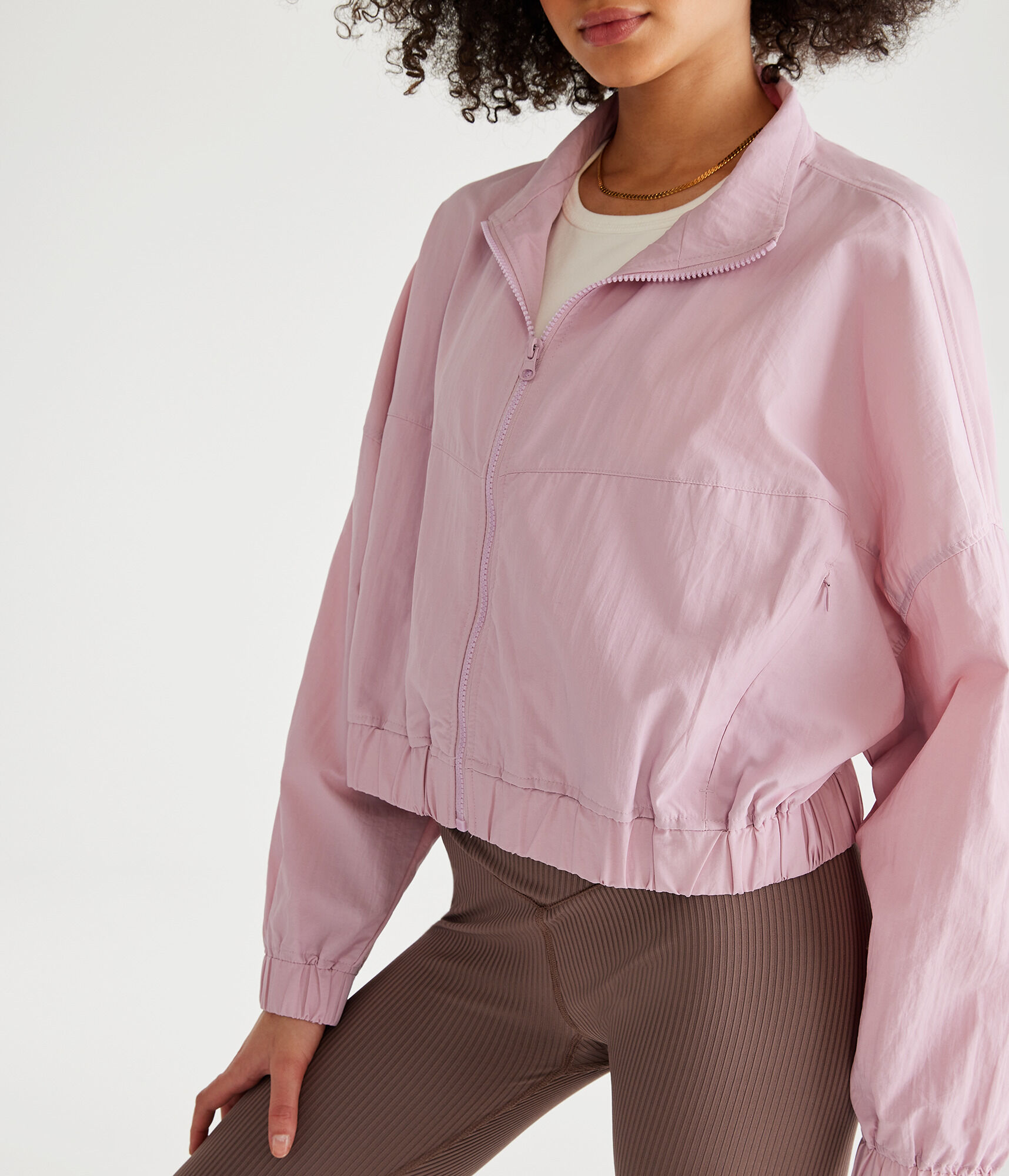 Nylon Cropped Windbreaker Jacket