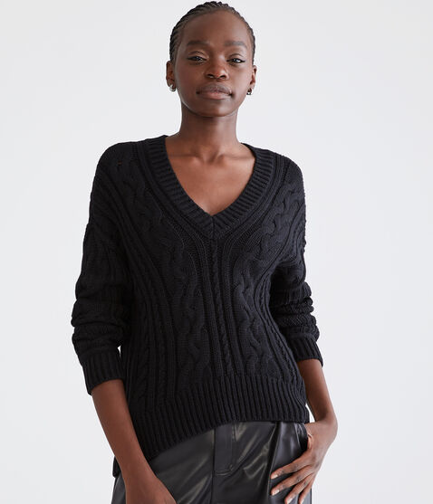 Cable-Knit V-Neck Sweater Cable-Knit V-Neck Sweater