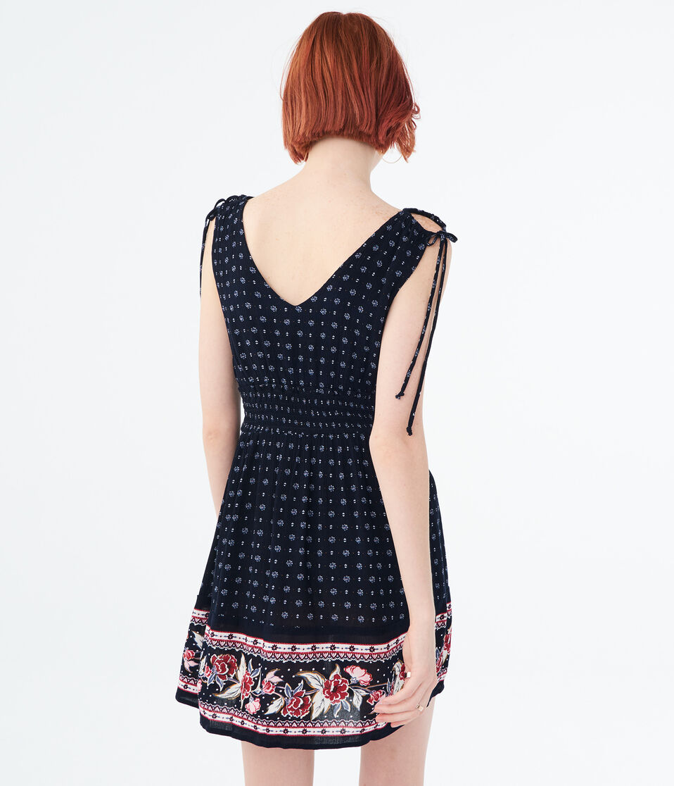 Floral V-Neck Smocked Fit & Flare Dress