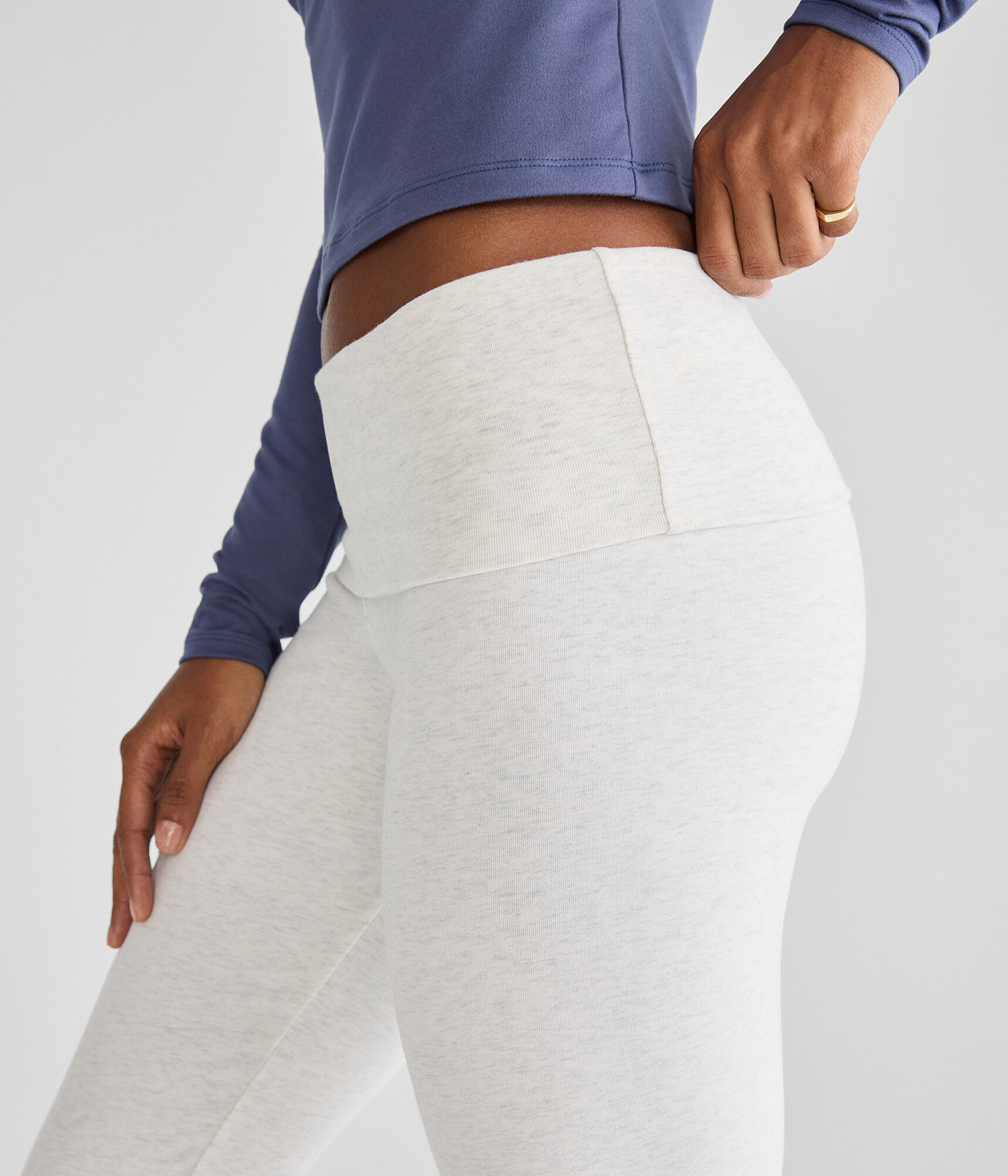 Mid-Rise Fold-Over Bootcut Pants