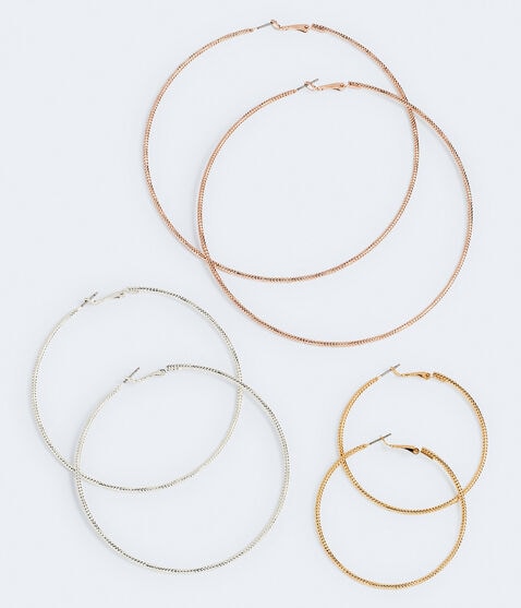 Textured Trio Hoop Earring 3-Pack Textured Trio Hoop Earring 3-Pack
