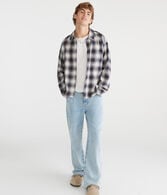 Long Sleeve Plaid Boxy Flannel Shirt