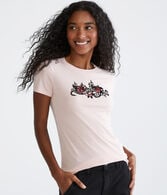 Aero Flaming Roses Flocked Graphic Tee