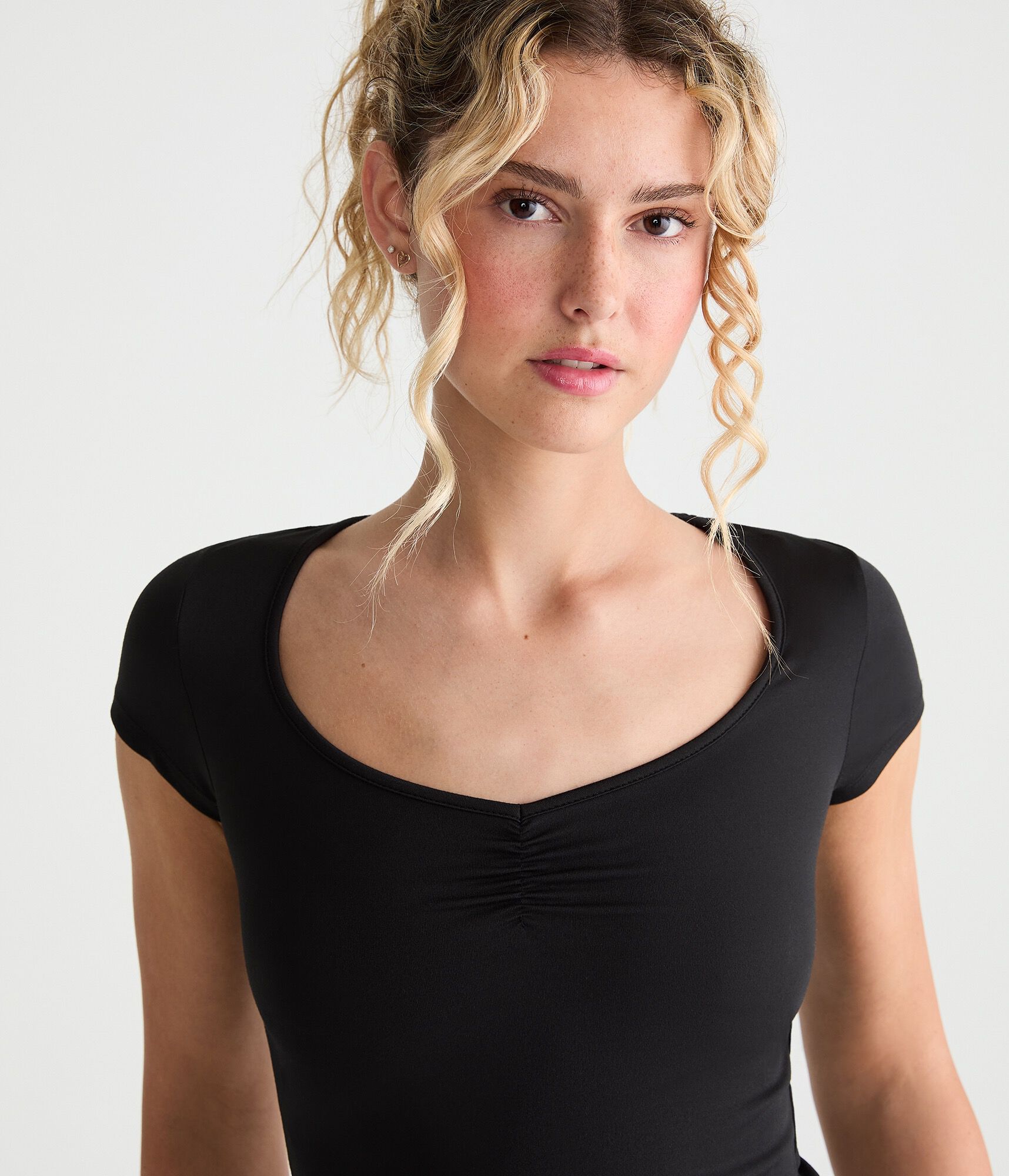 Buttery Soft Cinched Scoop-Neck Tee