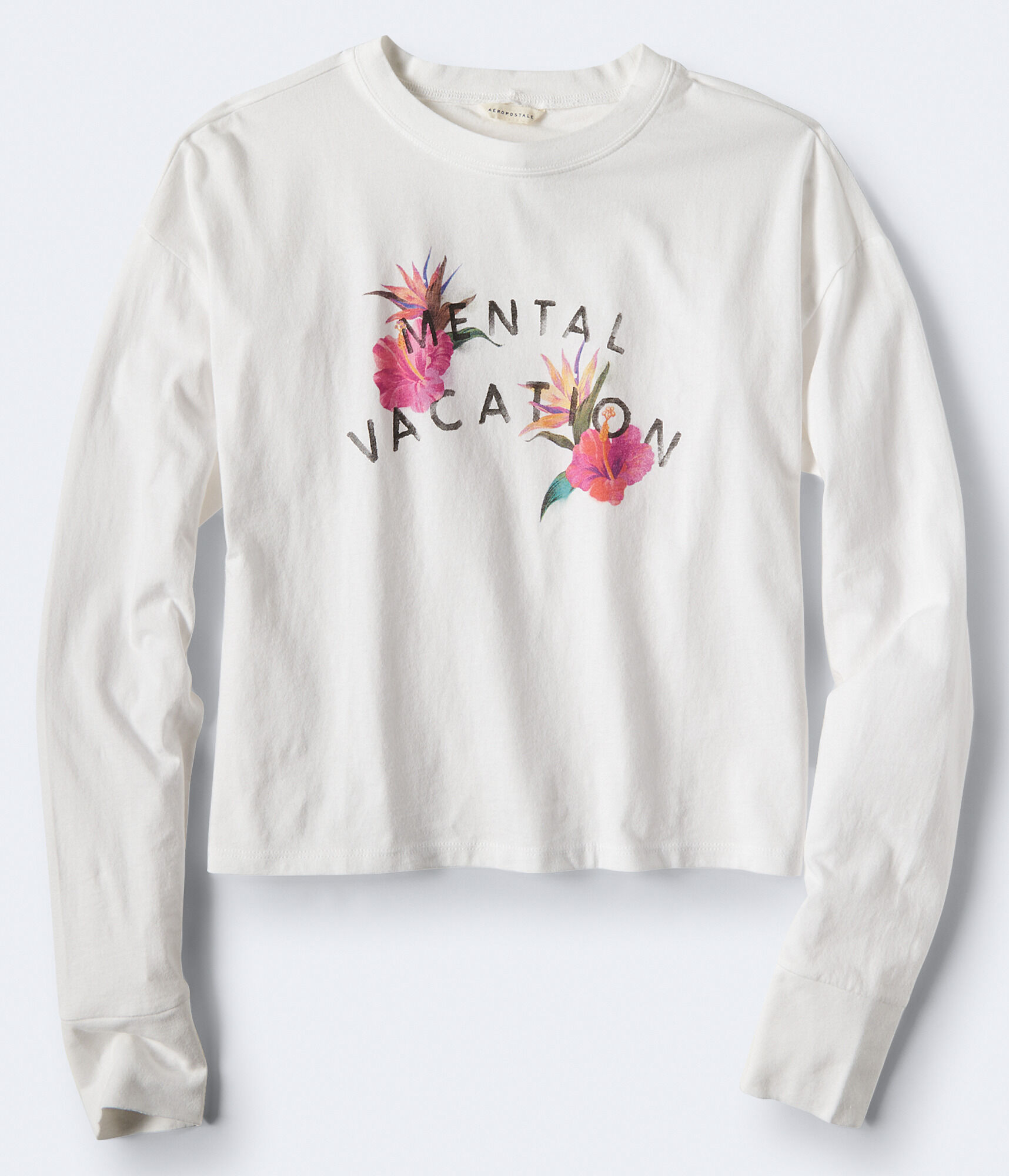 Long Sleeve Mental Vacation Graphic Tee***