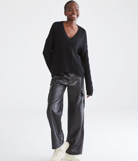 Cable-Knit V-Neck Sweater Cable-Knit V-Neck Sweater