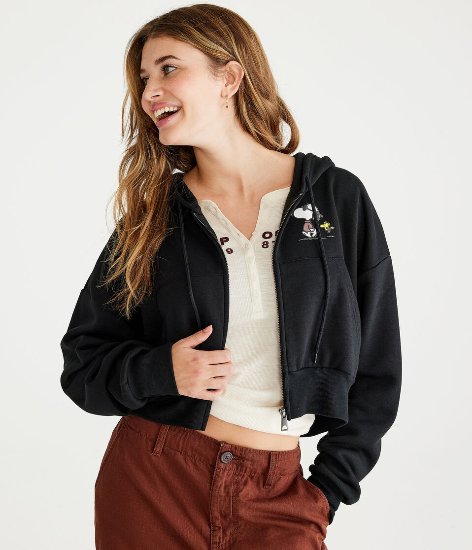 Peanuts® | Aéropostale Cool Snoopy Cropped Full-Zip Hoodie