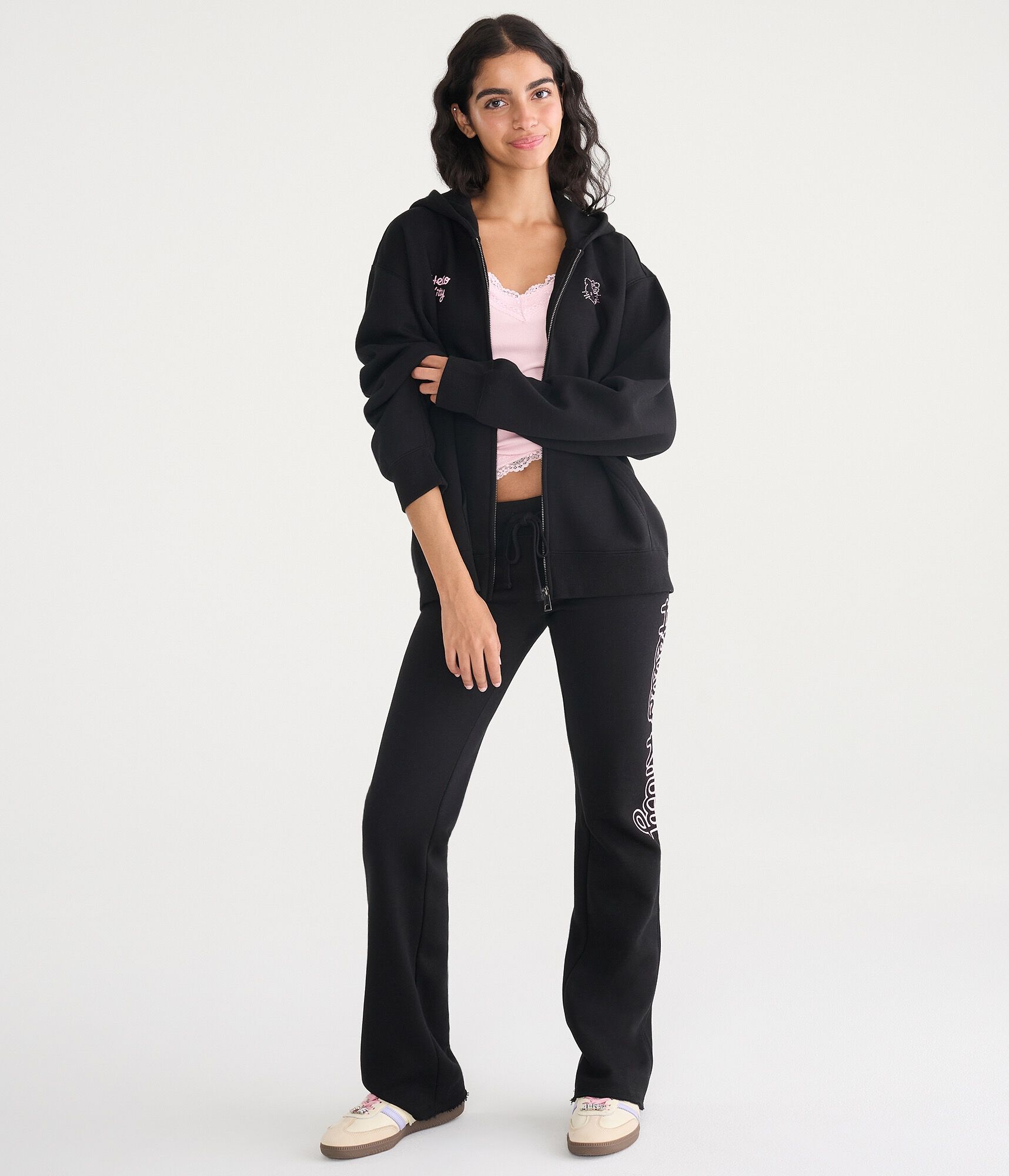 Hello Kitty Rhinestone Oversized Full-Zip Hoodie
