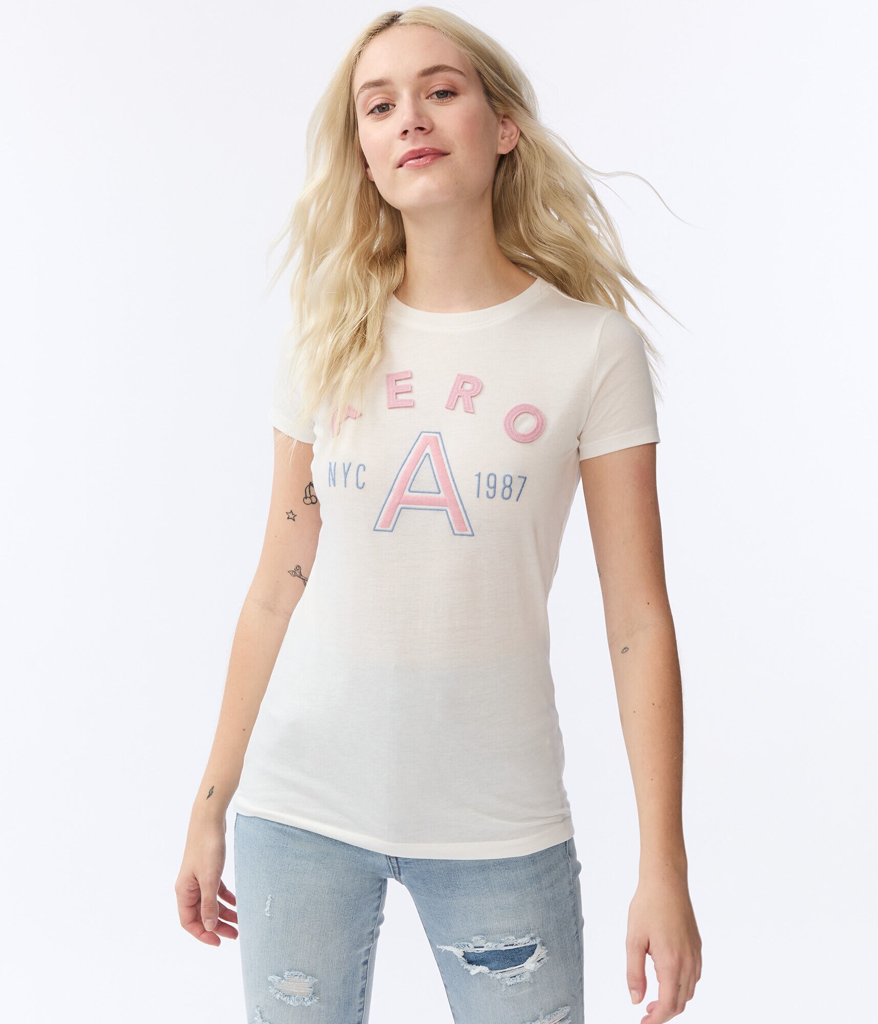 Aero Arch Letter Appliqu&eacute; Graphic Tee***