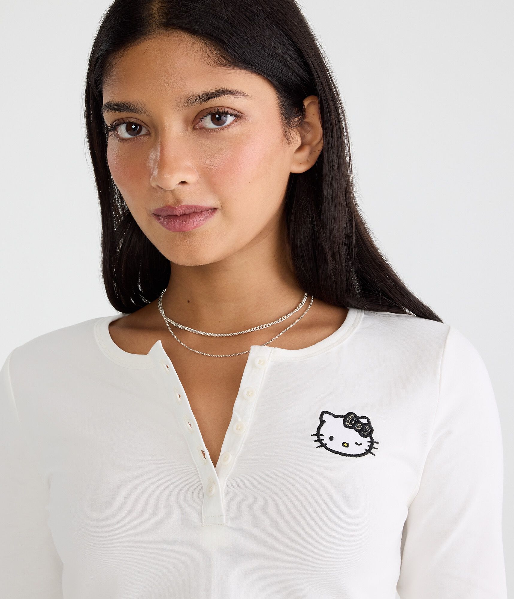 Long Sleeve Hello Kitty Wink Sleep Henley