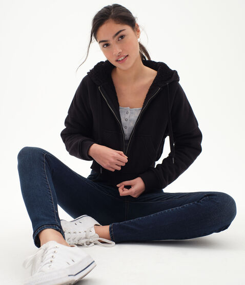 Faux Fur-Lined Full-Zip Hoodie Faux Fur-Lined Full-Zip Hoodie