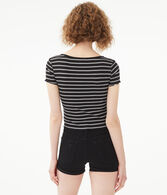 Henley Striped Shrunken Tee