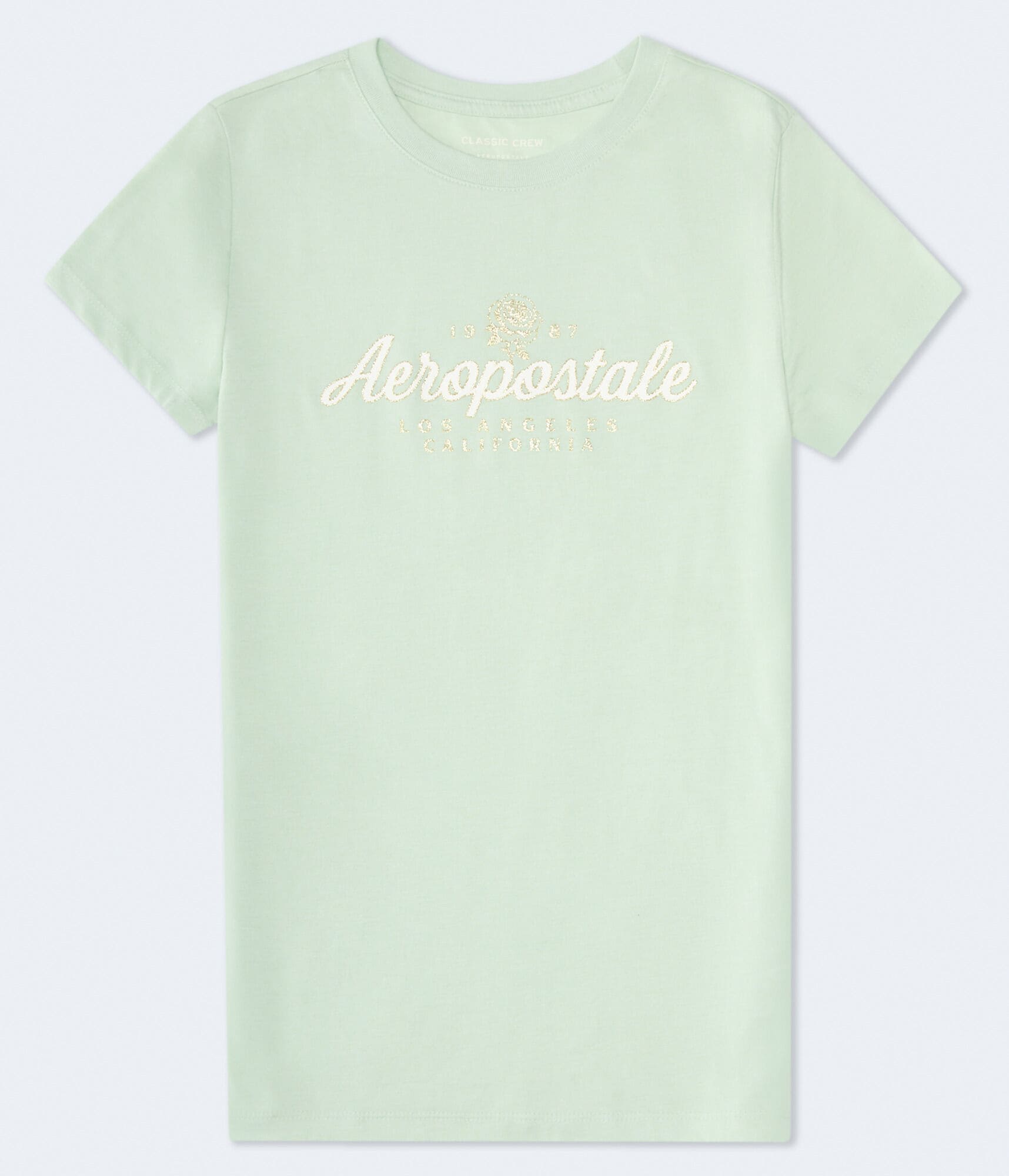 Aeropostale Script Rose Glitter Graphic Tee