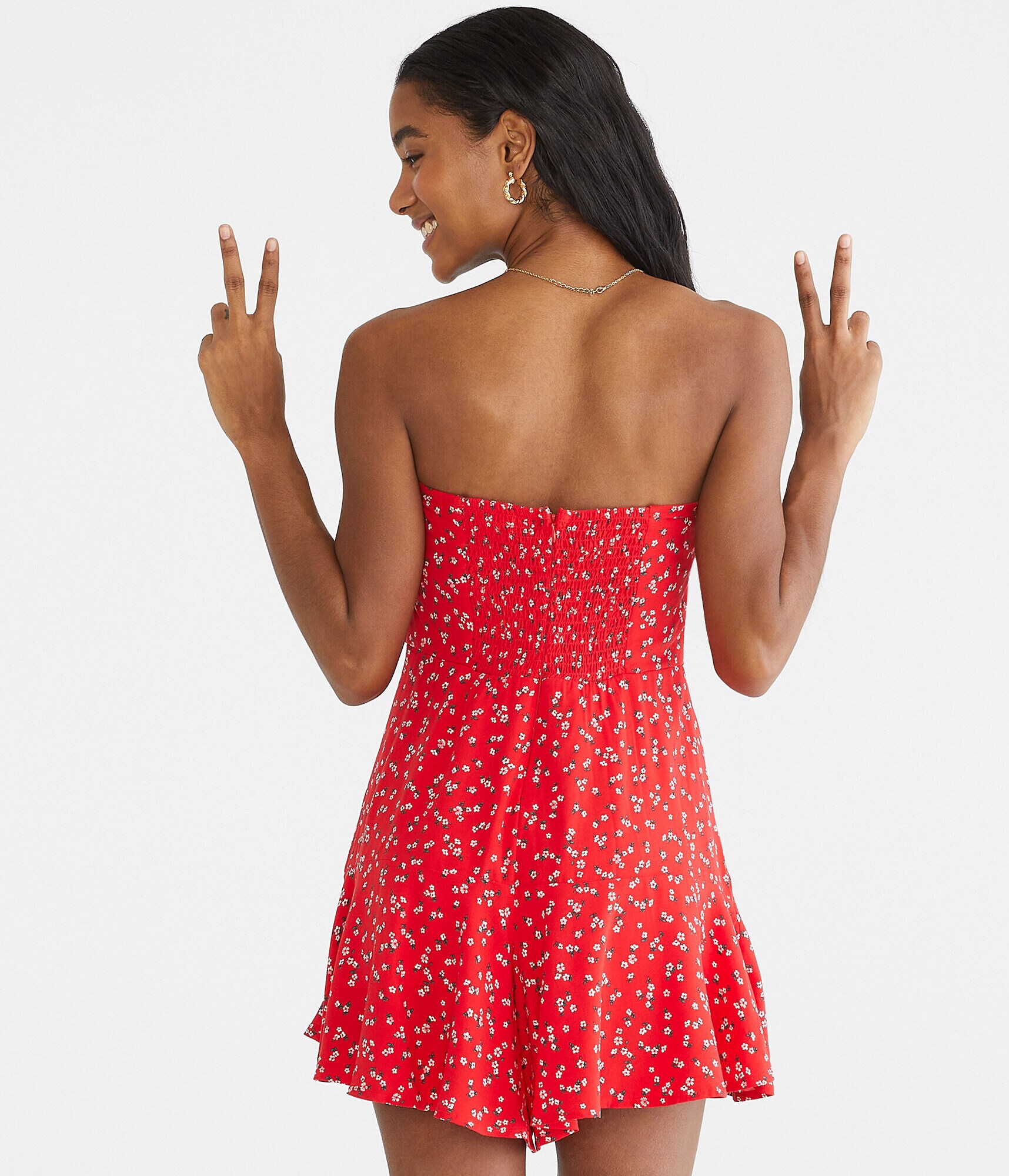 Floral Keyhole Strapless Romper