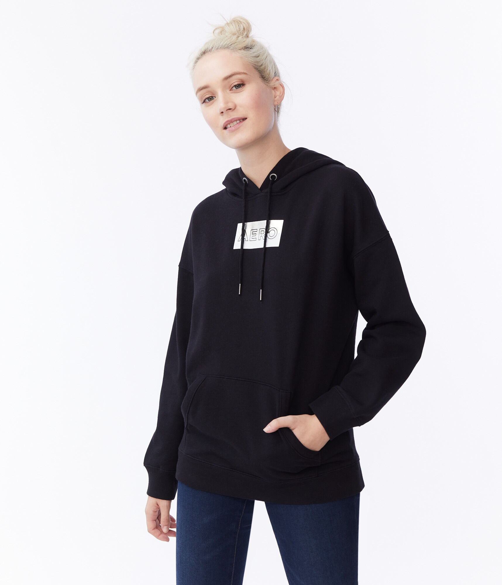 Aero Foil Box Logo Boyfriend Pullover Hoodie***