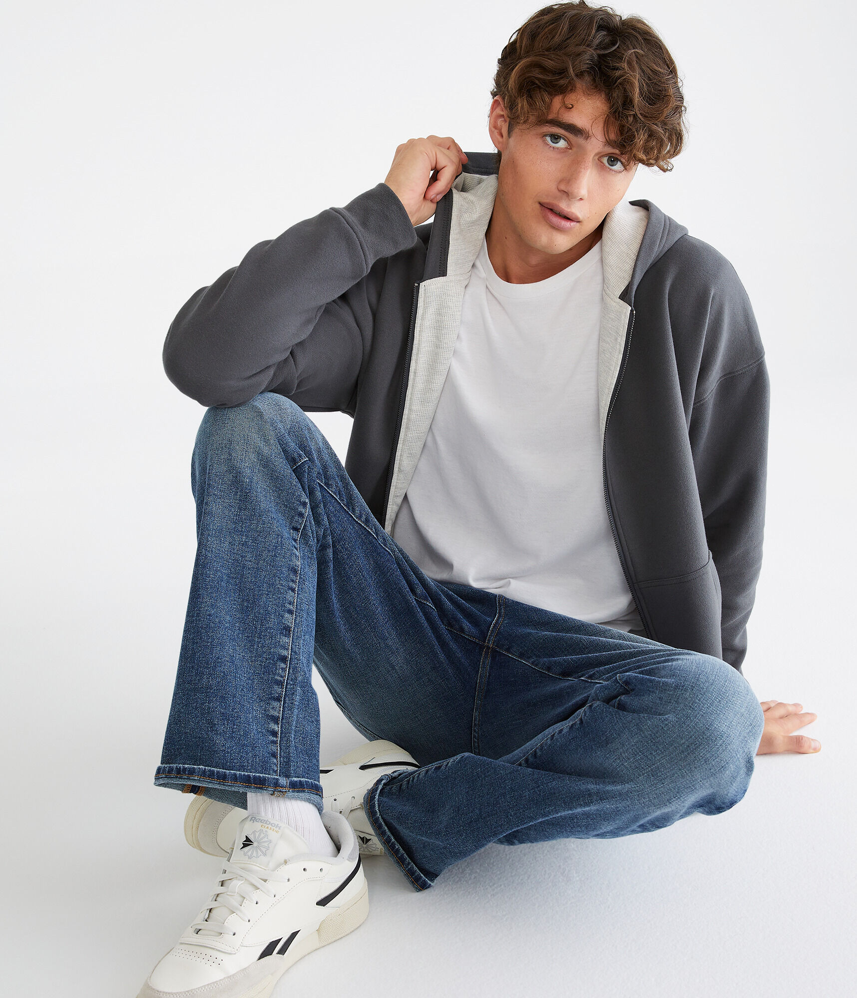 Solid Thermal Full-Zip Hoodie