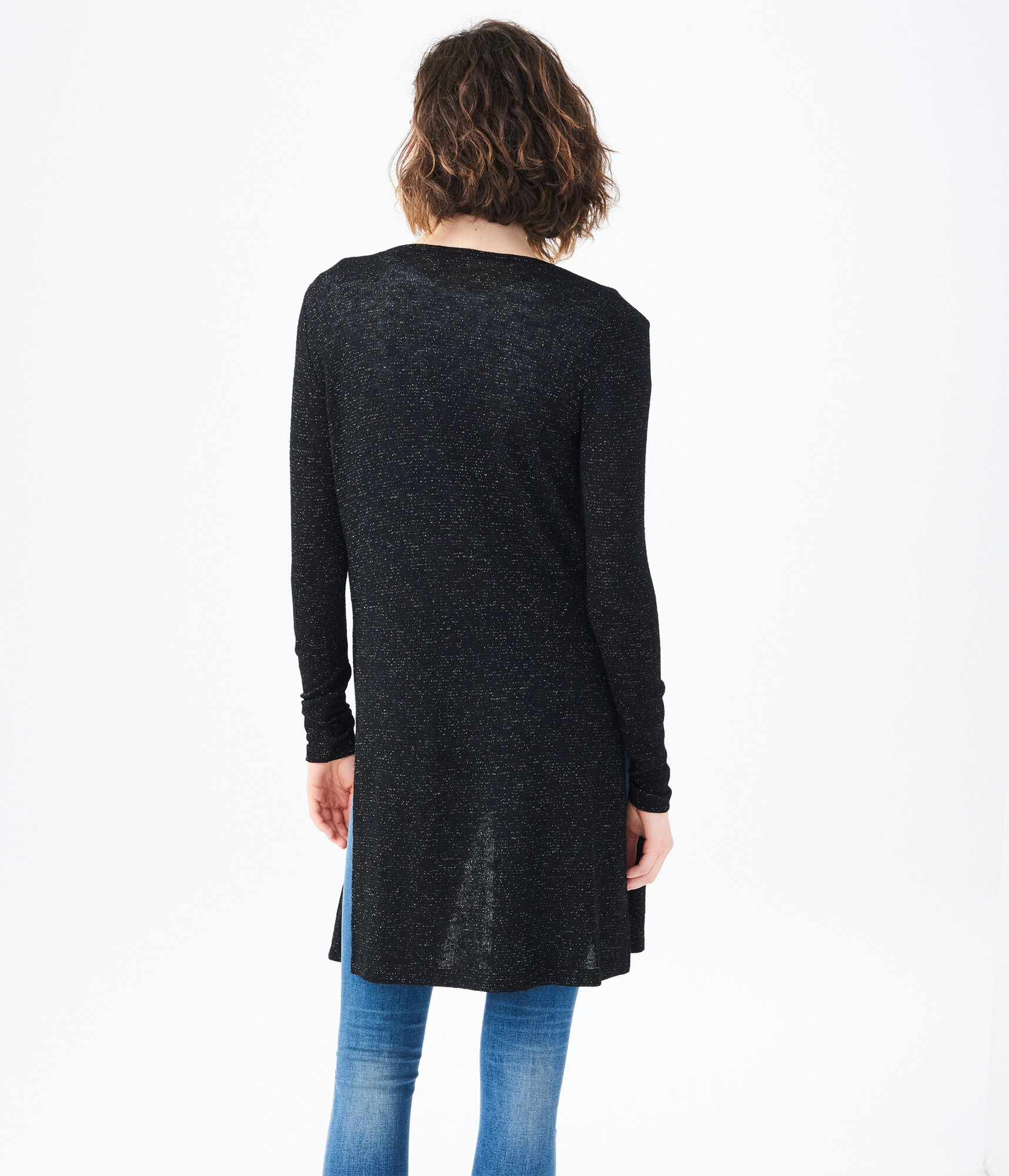 Final Sale -Metallic Split-Hem Cardigan