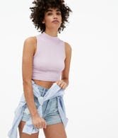 Seamless Mock-Neck Cropped Tank