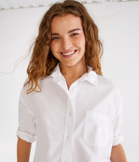 Long Sleeve Relaxed Poplin Shirt