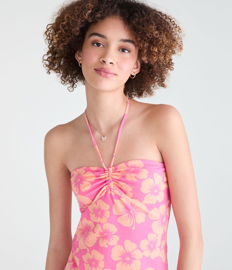 Roxy Hibiscus Print Halter Mini Dress Roxy Hibiscus Print Halter Mini Dress