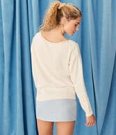 Demetra for Aero Studded Slash-Neck Sweater
