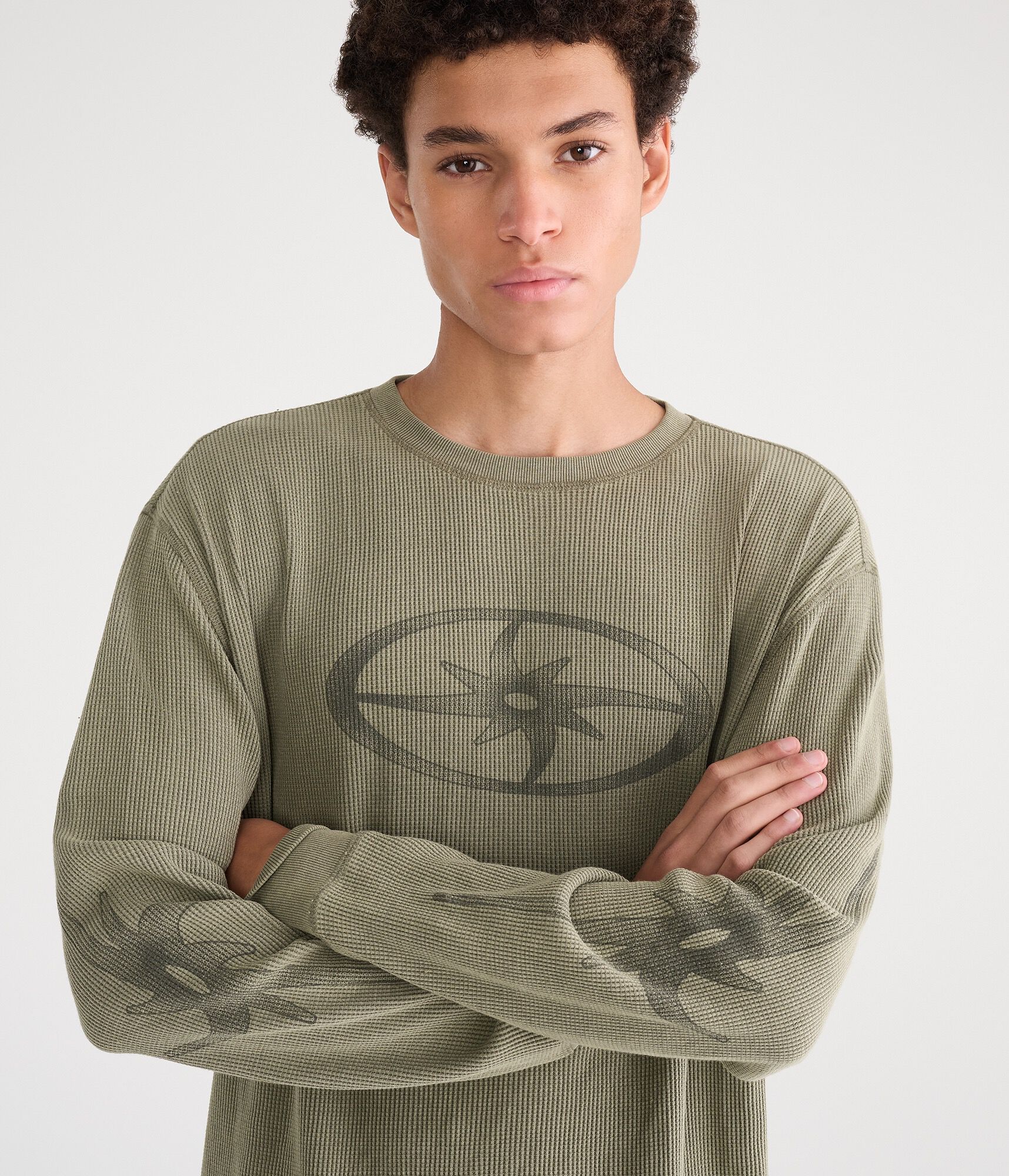 Long Sleeve Sun Tattoo Graphic Thermal Tee