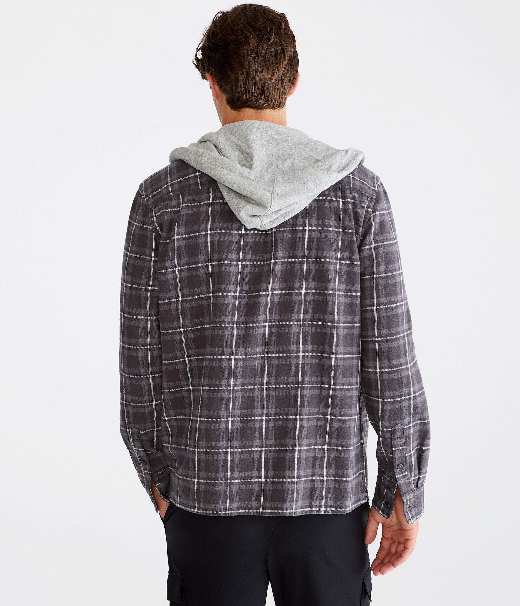 Long Sleeve Plaid Hooded Flannel Shirt