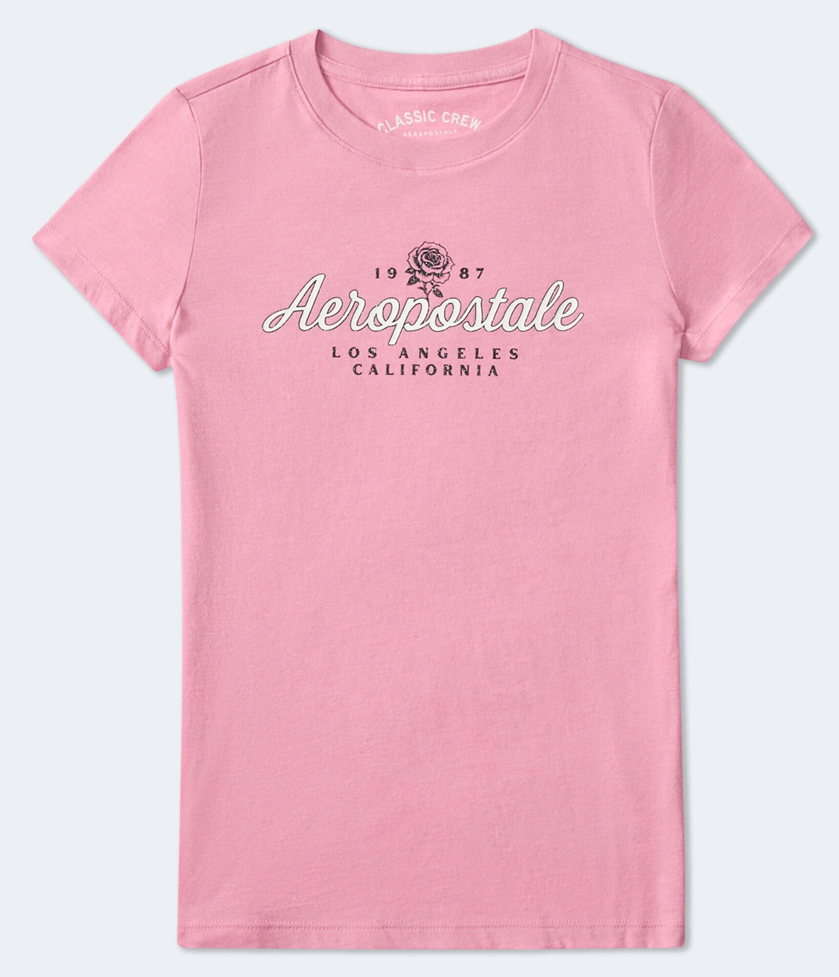 Aeropostale Script Rose Glitter Graphic Tee