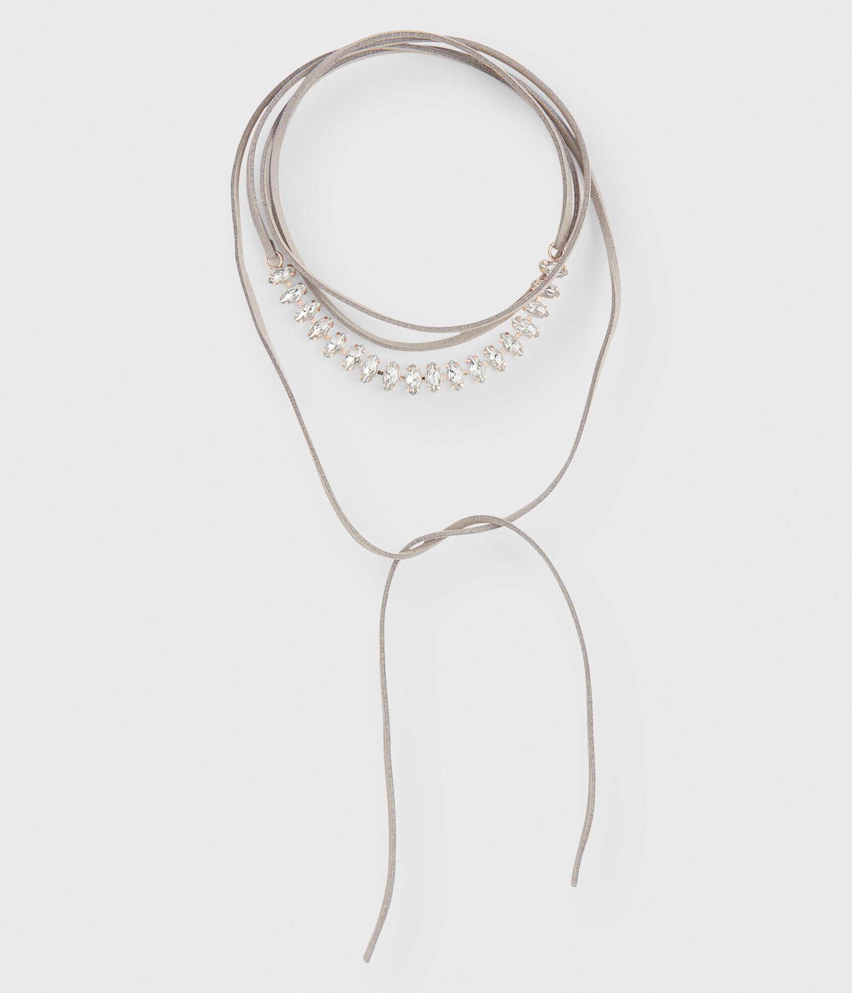 Oval Rhinestone Choker Lariat Long-Strand Necklace