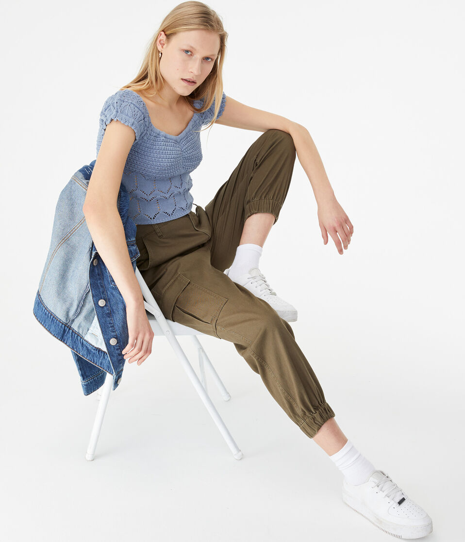 Crocheted Off-The-Shoulder Crop Top