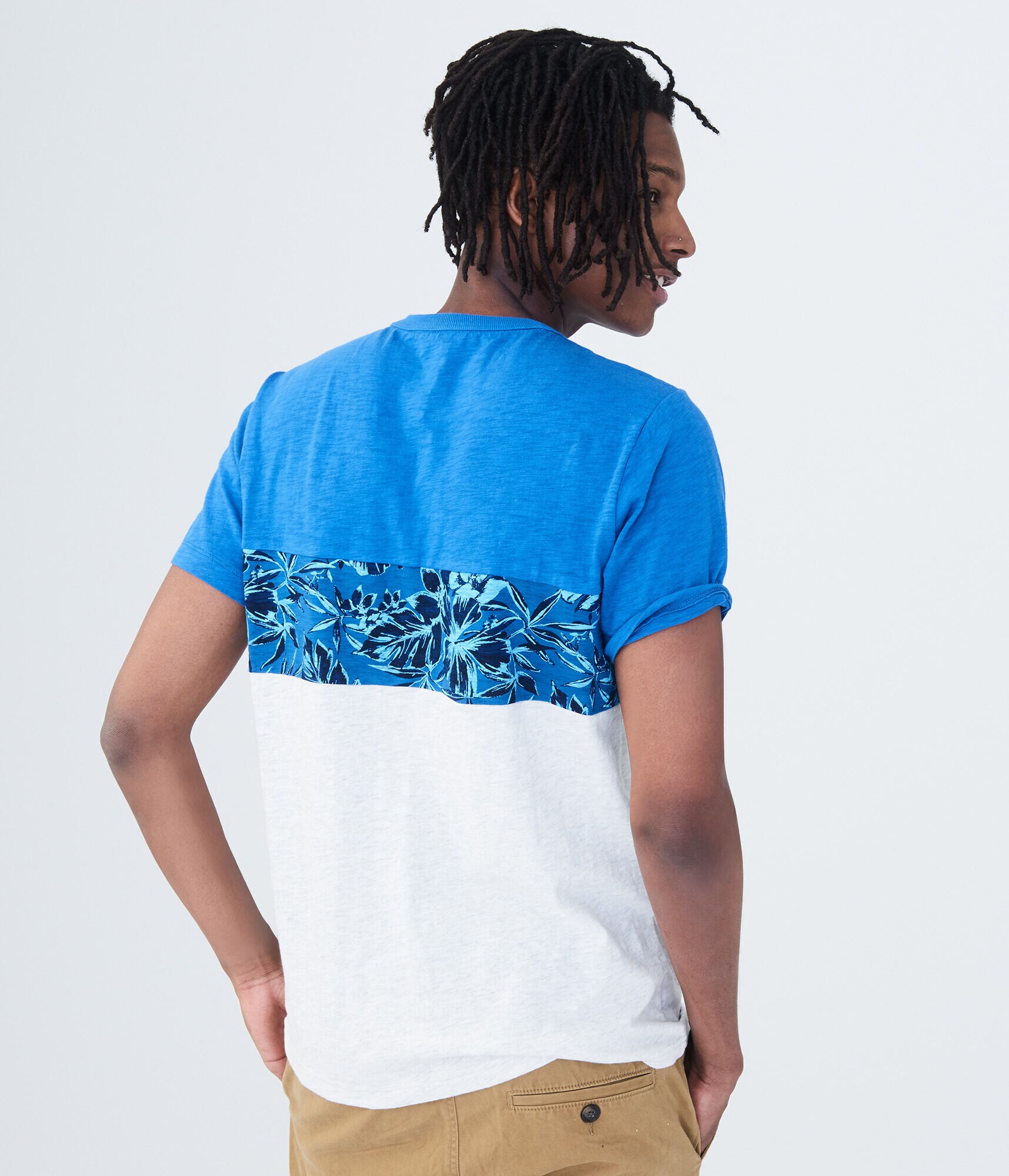 Floral Chest Stripe Graphic Tee