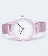 Round Brushed Metal Analog Watch