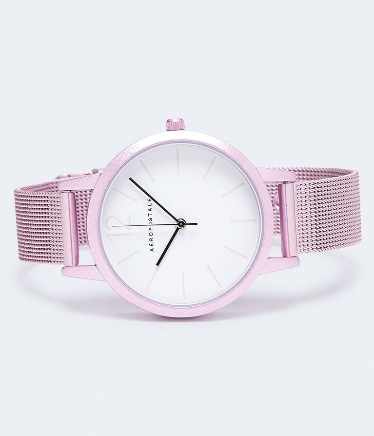 Round Brushed Metal Analog Watch